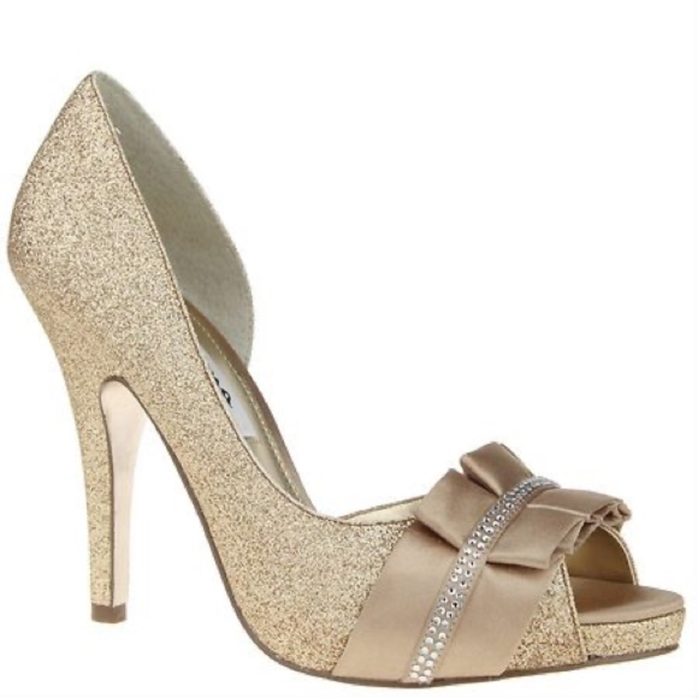 Nina Elanna Gold Crystal Heels size 7